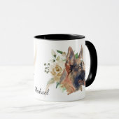 White Rose Bouquet German Shepherd Dog Tasse (VorderseiteRechts)