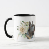 White Rose Bouquet Giant Schnauzer Dog Tasse (Links)
