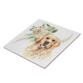 White Rose Bouquet Golden Retriever Dog Fliese (Seite)
