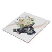 White Rose Bouquet Great Dane Dog Fliese (Seite)