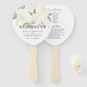 White Rose Bouquet | Hochzeitsprogramm Fächer (Vorne und Hinten)