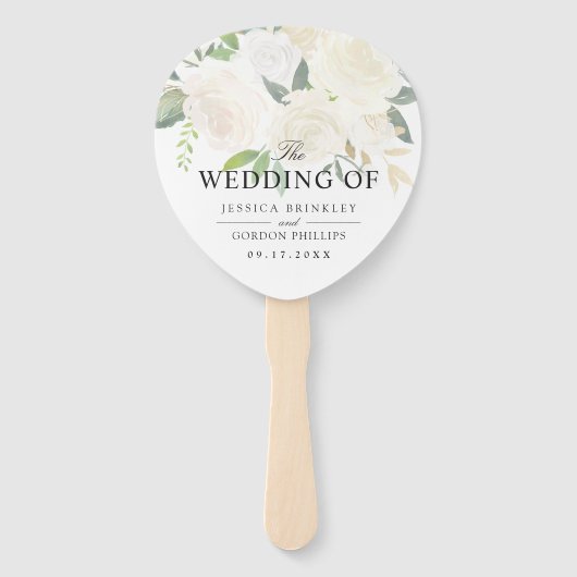 White Rose Bouquet | Hochzeitsprogramm Fächer (Vorderseite)