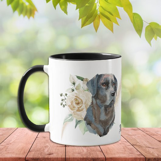 White Rose Bouquet Labrador Retriever Dog Tasse