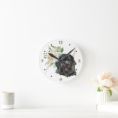 White Rose Bouquet Neufundland Dog Runde Wanduhr (Zuhause)