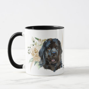 White Rose Bouquet Neufundland Dog Tasse