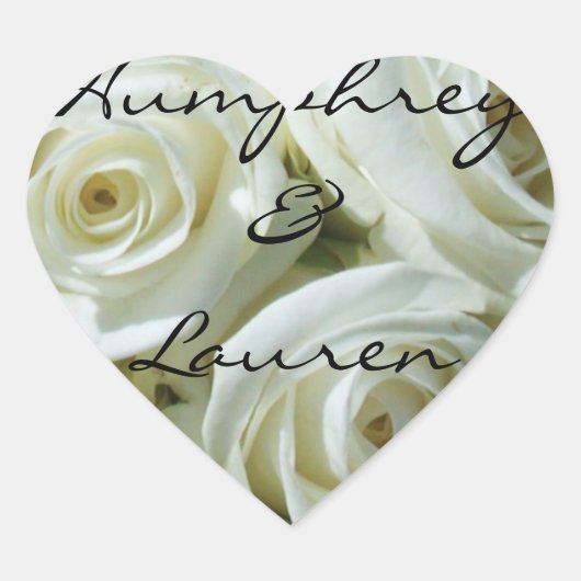 White Rose Bouquet Personalisiert Wedding Herz-Aufkleber (Vorderseite)