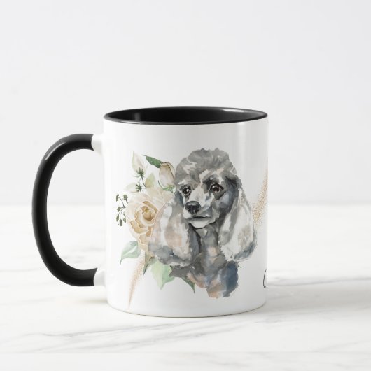 White Rose Bouquet Poodle Dog Tasse (Links)