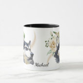 White Rose Bouquet Siberian Husky Dog Tasse (Zentrum)