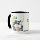 White Rose Bouquet Siberian Husky Dog Tasse (Vorderseite Links)