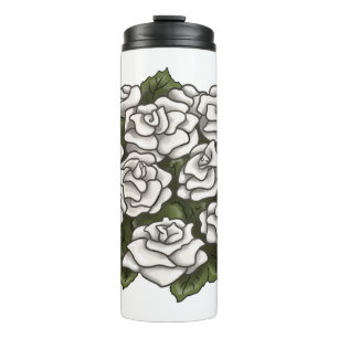 White Rose Bouquet Thermosbecher