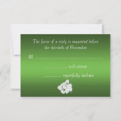 White Rose Bouquet und Metallic Green Wedding RSVP (Rückseite)