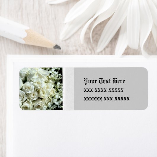 White Rose Bouquet Wedding Address Labels (Insitu)
