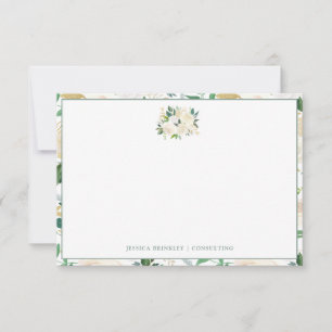 White Rose Bouquet Wild Floral Custom Stationary Mitteilungskarte