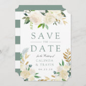 White Rose Bouquet wild Floral Save the Date (Vorne/Hinten)