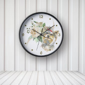 White Rose Bouquet Yorkshire Terrier Dog Große Wanduhr