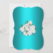 White Rose Bridal Bouquet Aqua Brautparty Einladung (Rückseite)