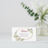 White Rose Burgundy Bloral Gold Wedding Visitenkarte (Stehend Vorderseite)