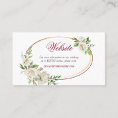 White Rose Burgundy Bloral Gold Wedding Visitenkarte (Vorderseite)