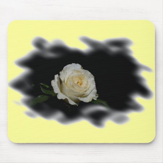 White Rose Burned Edges Mousepad (Vorne)