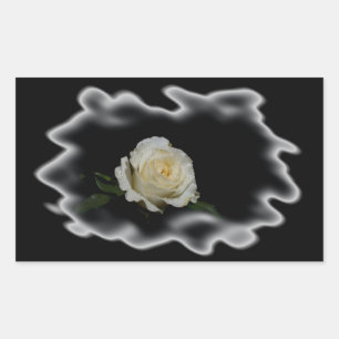 White Rose Burned Edges Rechteckiger Aufkleber