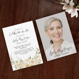 White Rose Celebration of Life Photo Funeral Einladung