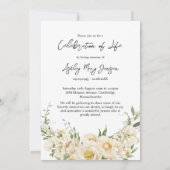 White Rose Celebration of Life Photo Funeral Einladung (Rückseite)