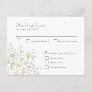 White Rose Classic Hochzeit RSVP Antwort Feiertagspostkarte