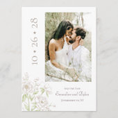 White Rose Classic Hochzeit Termin merken Einladung (Vorderseite)