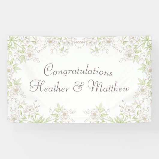 White Rose Classic Wedding Banner (Horizontal)