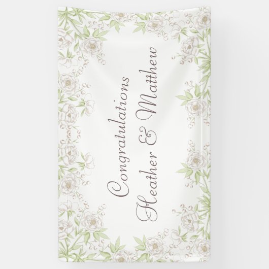 White Rose Classic Wedding Banner (Vertikal)