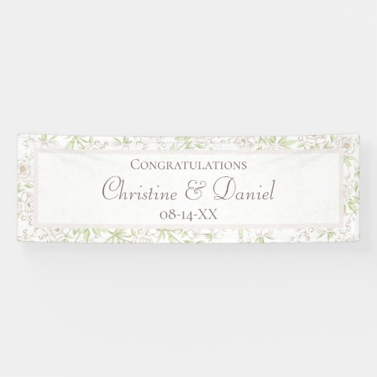 White Rose Classic Wedding Banner (Horizontal)