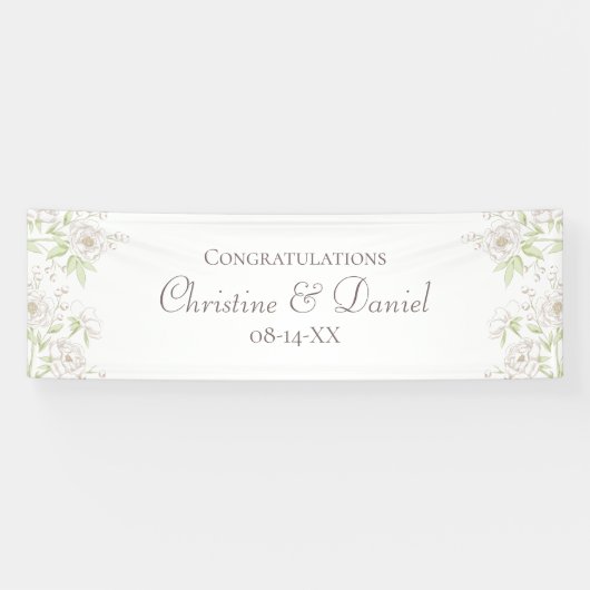 White Rose Classic Wedding Banner (Horizontal)