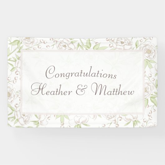 White Rose Classic Wedding Banner (Horizontal)