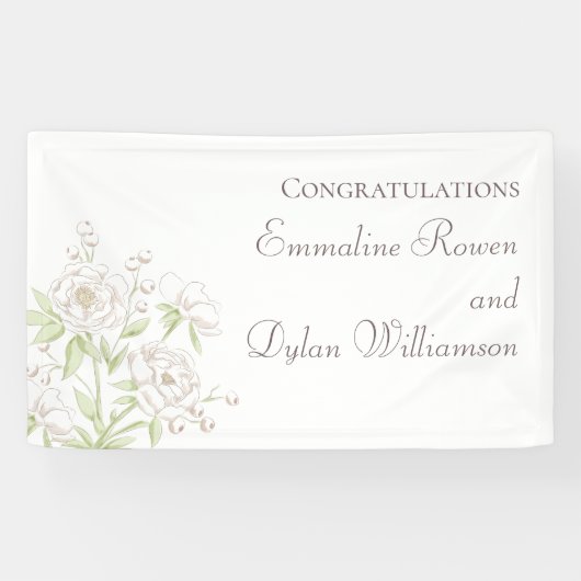 White Rose Classic Wedding Banner (Horizontal)