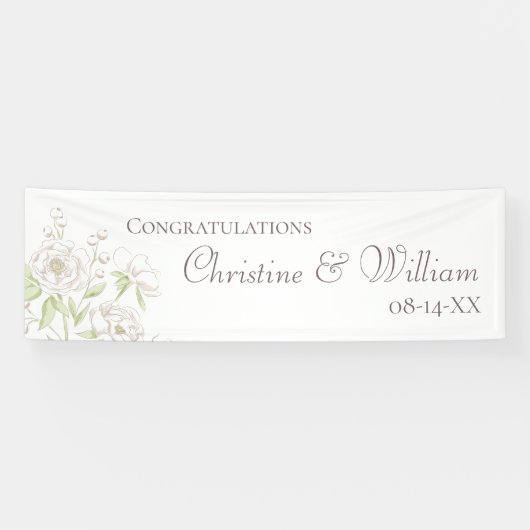 White Rose Classic Wedding Banner (Horizontal)