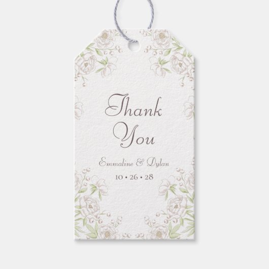 White Rose Classic Wedding Geschenkanhänger (Vorderseite)