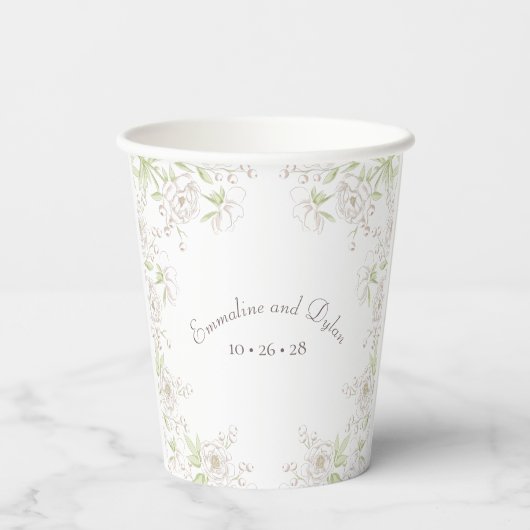 White Rose Classic Wedding Pappbecher (Rückseite)