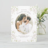 White Rose Classic Wedding Photo Save the Date Einladung (Stehend Vorderseite)