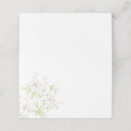 White Rose Classic Wedding Platzkarte (Außenseite Aufgefaltet)