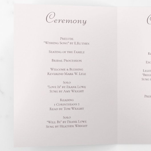White Rose Classic Wedding Programs Dreifach-gefaltete Programmkarte (Innen Erste Seite)