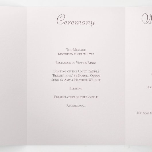 White Rose Classic Wedding Programs Dreifach-gefaltete Programmkarte (Innenseite Mitte)