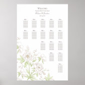 White Rose Classic Wedding Seating Chart Poster (Vorne)