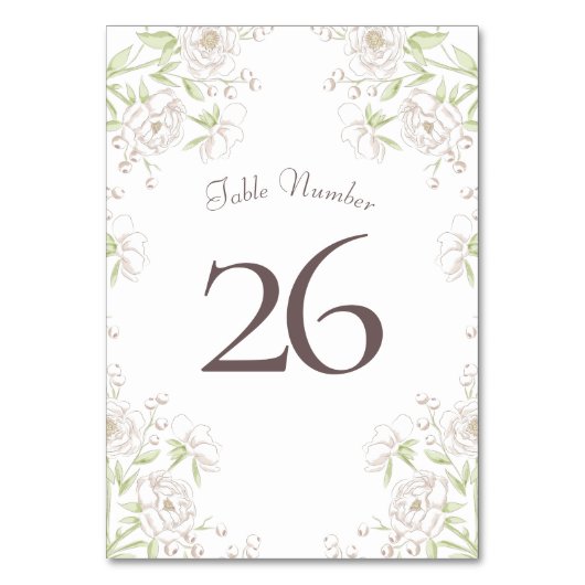 White Rose Classic Wedding Tischnummer (Rückseite)