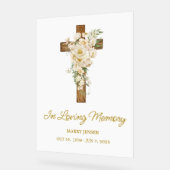 White rose cross Memorial Funeral Acrylschild (Winkel)