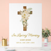 White rose cross Memorial Funeral Acrylschild (Hochzeit)