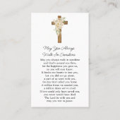 White rose Cross Photo Funeral Prayer Card Visitenkarte (Rückseite)