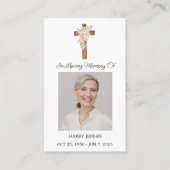 White rose Cross Photo Funeral Prayer Card Visitenkarte (Vorderseite)