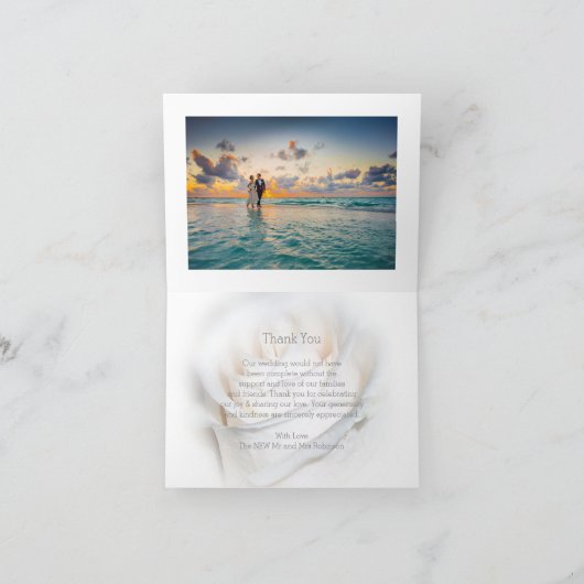 White Rose Design Wedding Dankeskarte (Innenseite)