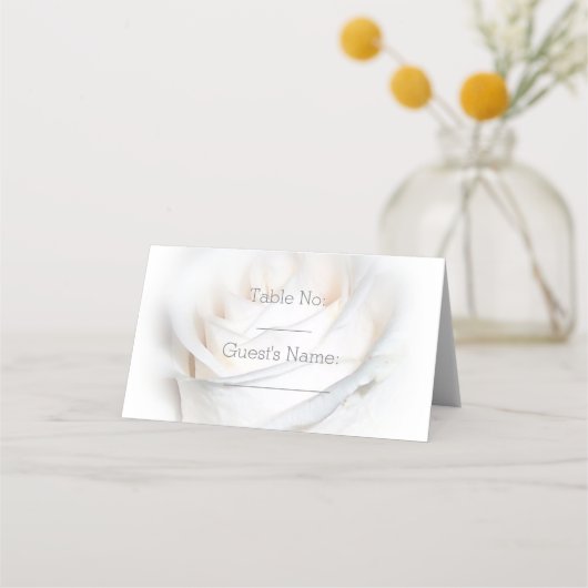 White Rose Design Wedding Platzkarte (Vorderseite)