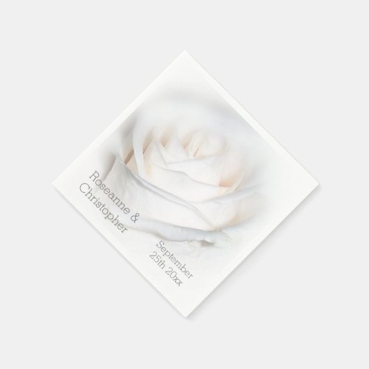 White Rose Design Wedding Serviette (Ecke)